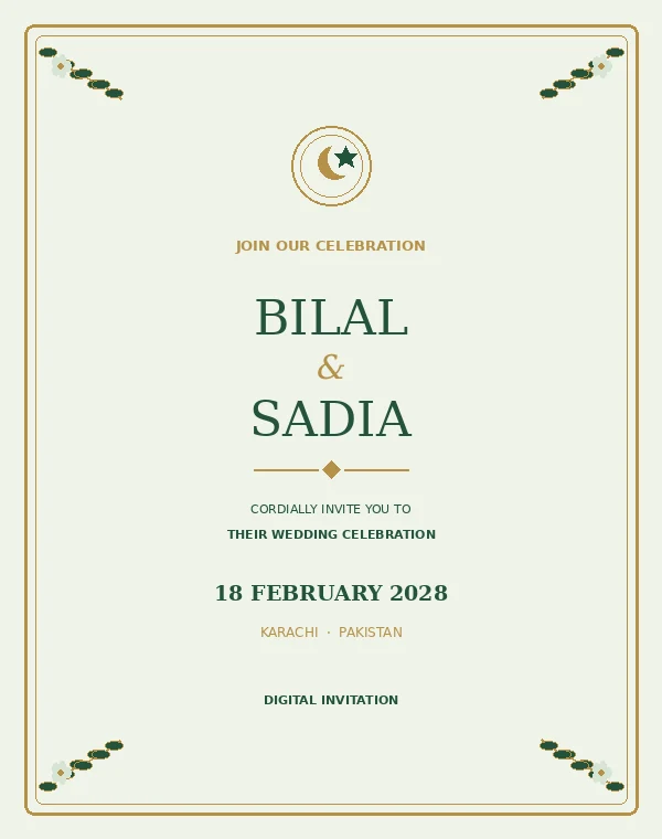 Emerald Garden sage green botanical wedding invitation design concept
