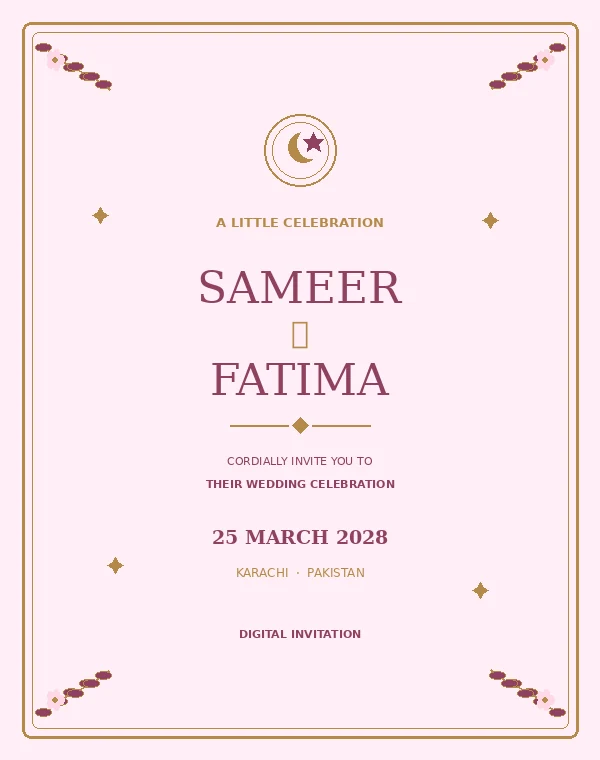 Pink Princess blush pink invitation design concept for a birthday celebration