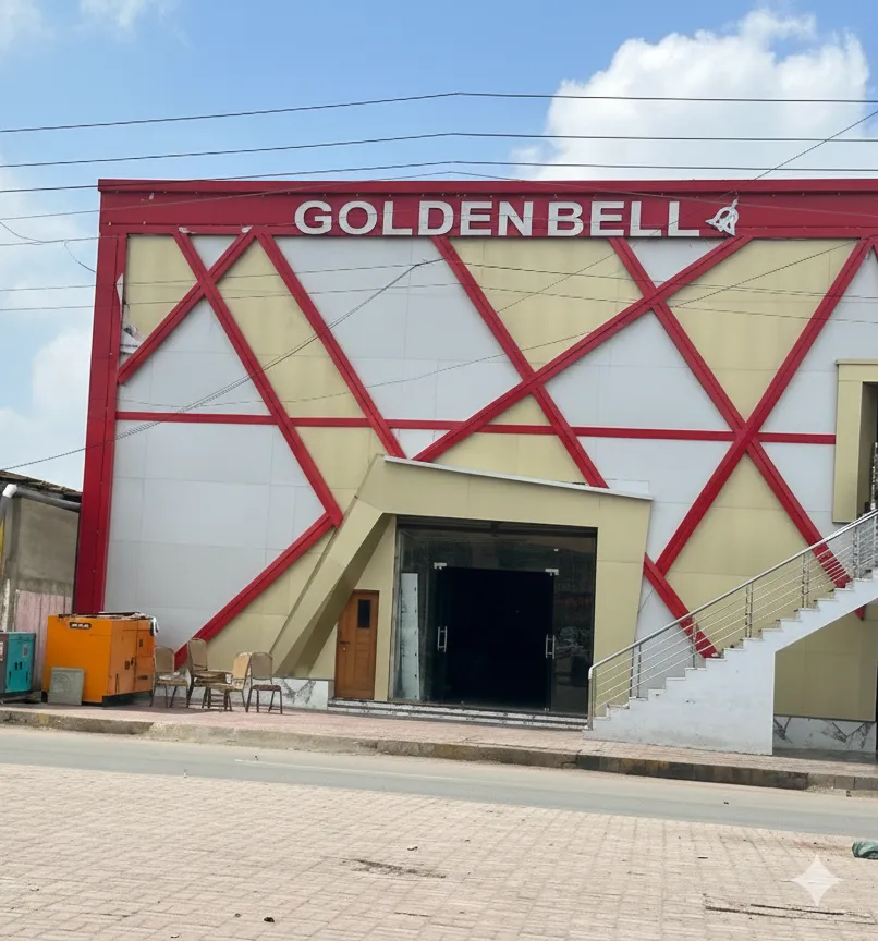 Front view of Golden Bell Banquet Hall in Korangi, Karachi