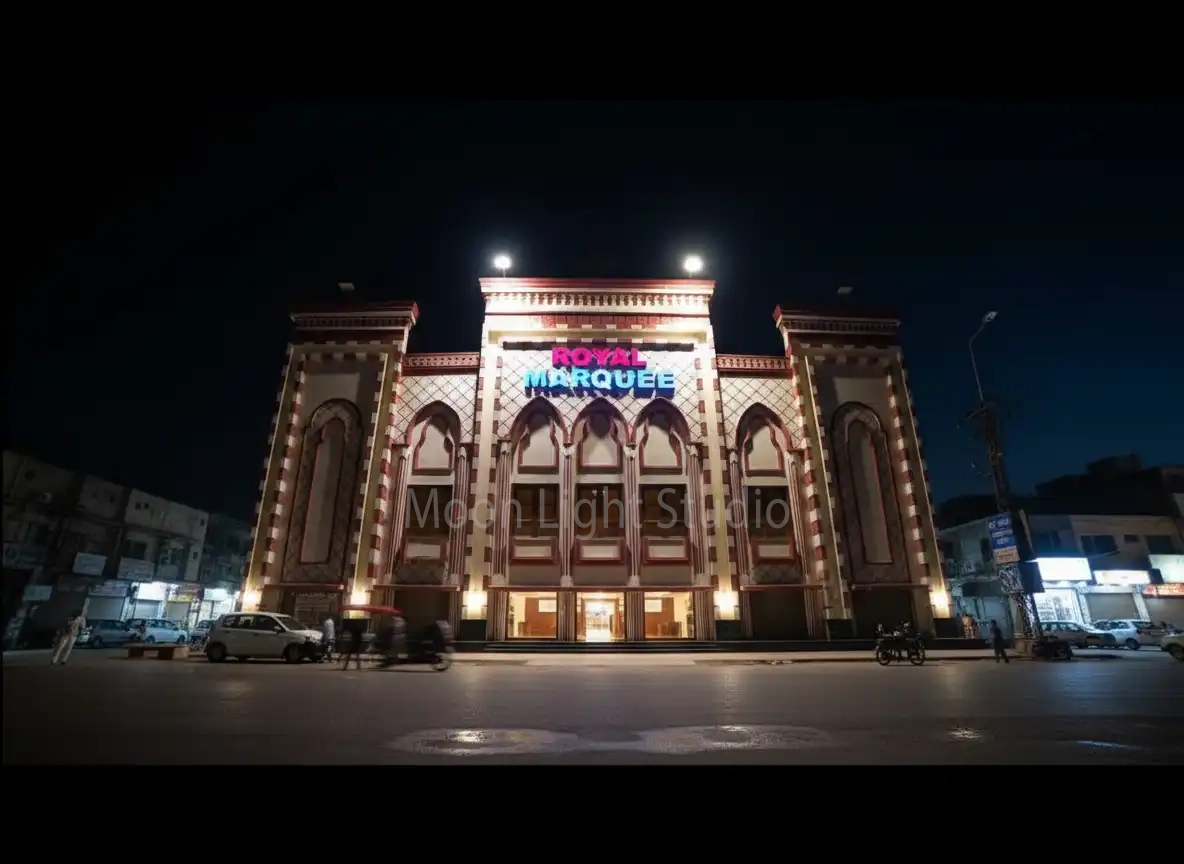 Exterior view of Royal Marquee wedding venue in Korangi, Karachi